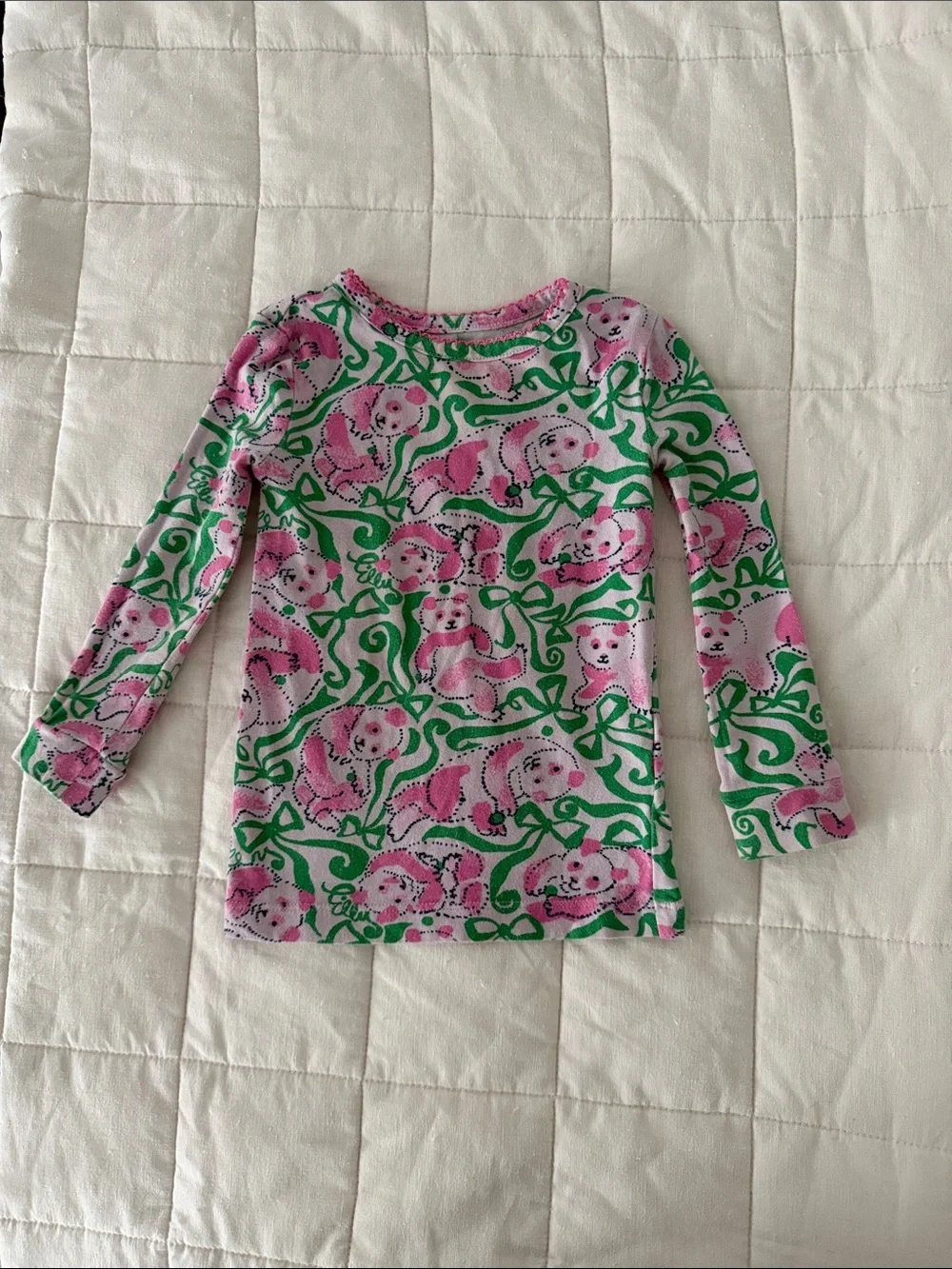 Lilly Pulitzer Pink and Green Panda Two Piece Pajamas Size 2